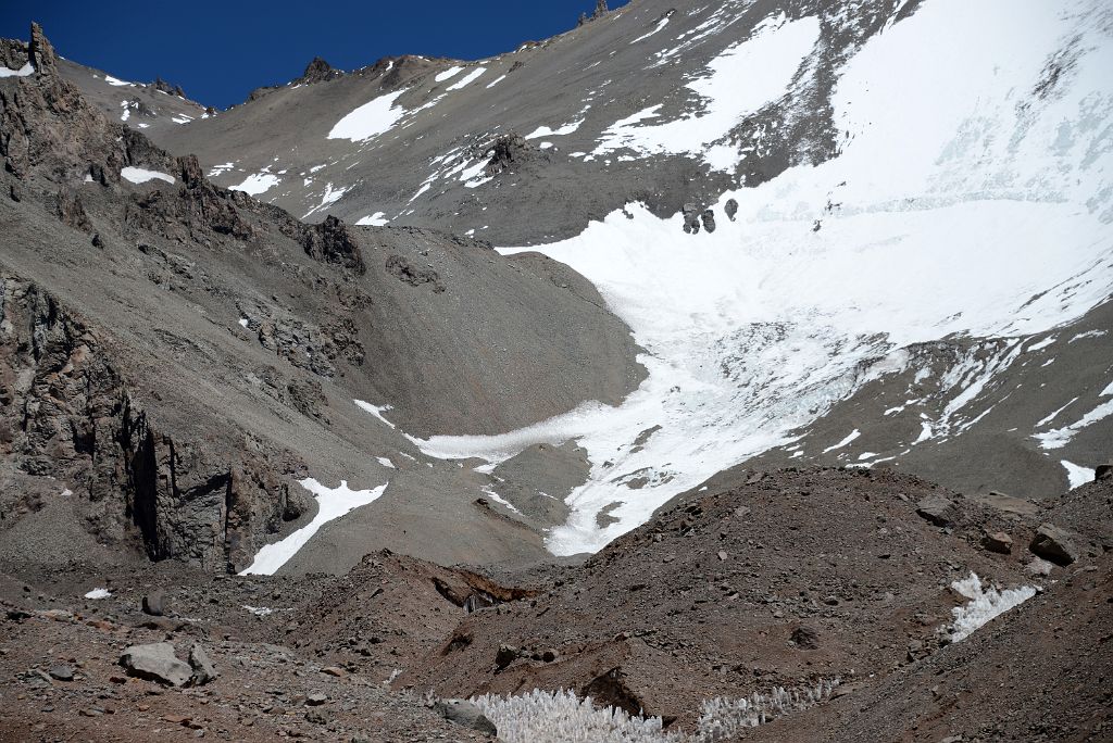 10 The Trail Crosses The Glacier And Then Ascends The Hill In The Centre Middle To Camp 1 From Plaza Argentina Base Camp